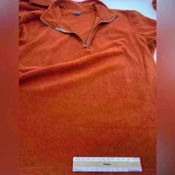Eddie Bauer Mens Large Tall 1/4 Zip Pullover Fleece Lightweight Orange Polyester - Picture 6 of 10